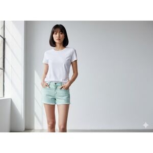 Abercrombie & Fitch Low Rise Jean Shorts Sz 4 W27 Frayed Hem Mint Green Stretch